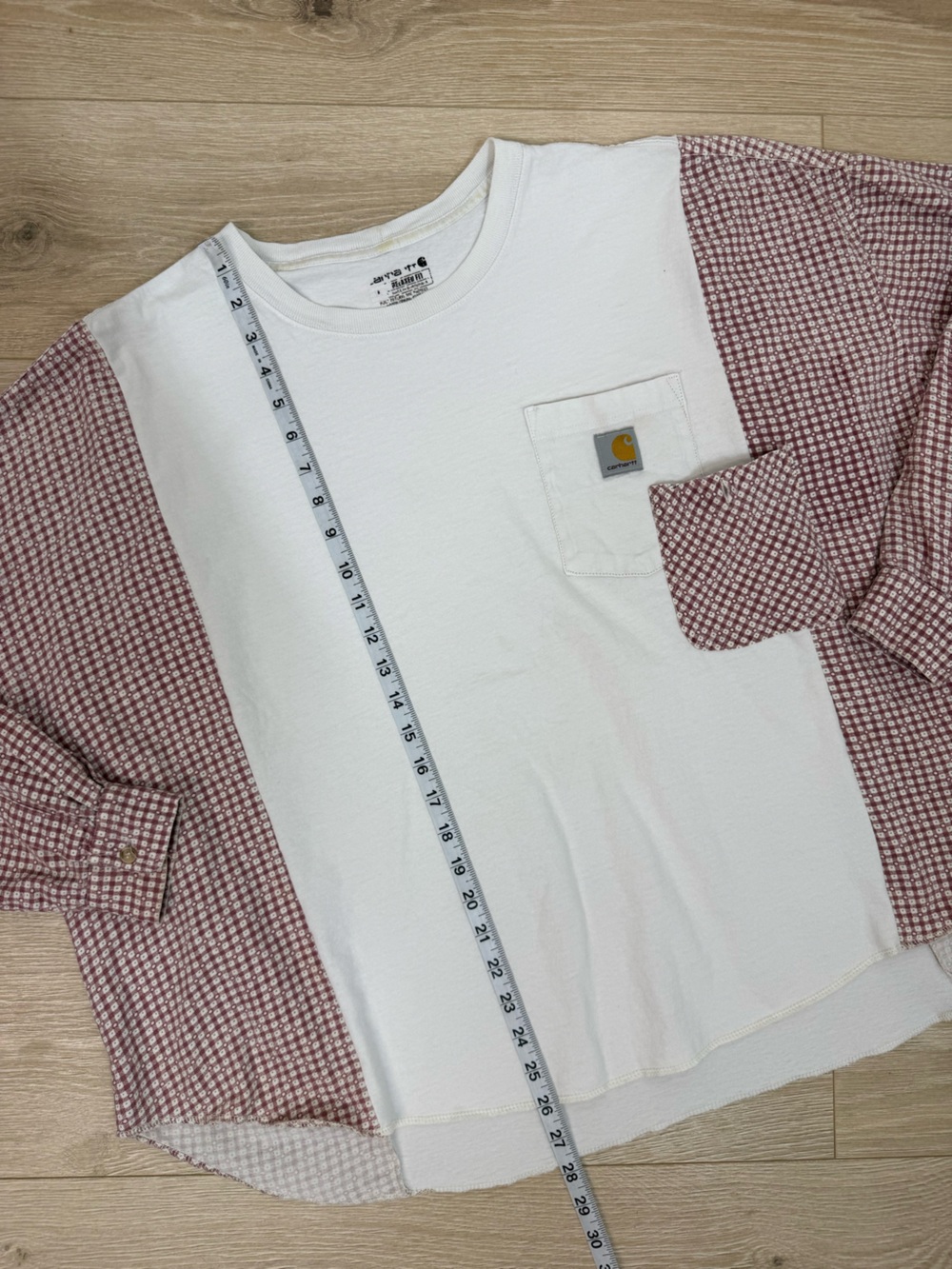 Remi Lyn & Co. Handmade Upcycled Split Carhartt & Flannel Long Sleeve Tee - Picture 13 of 14